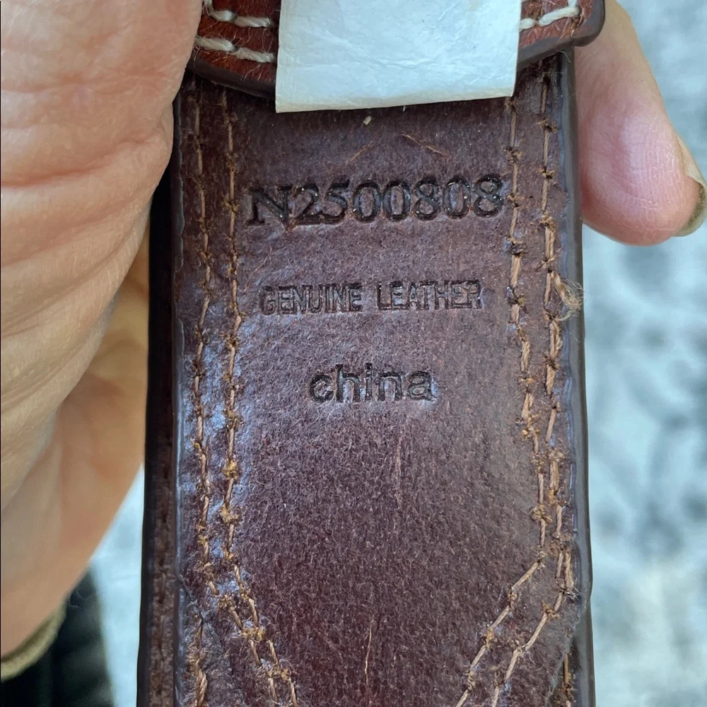 tooled leather engraved silver calf hair belt with silver studs and churros